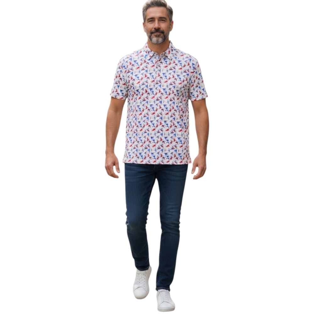 Maelreg Shirt Men Size L  Bird Print Polo